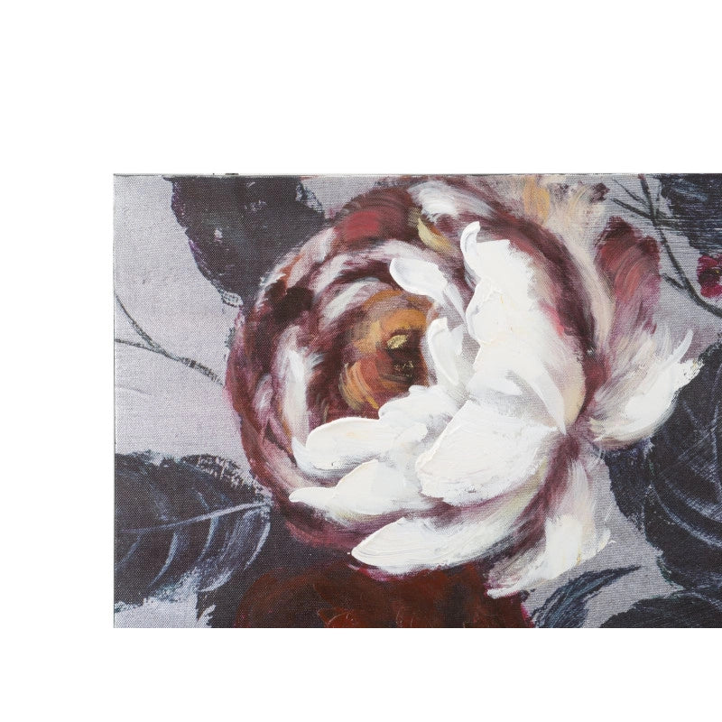 Dipinto Su Tela White/red Flower Darkback cm 120x3,7x60
