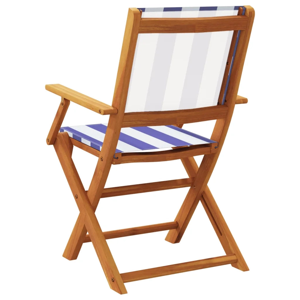 Sedie Giardino 2pz Blu e Bianco Legno Massello Acacia e Tessuto 367674