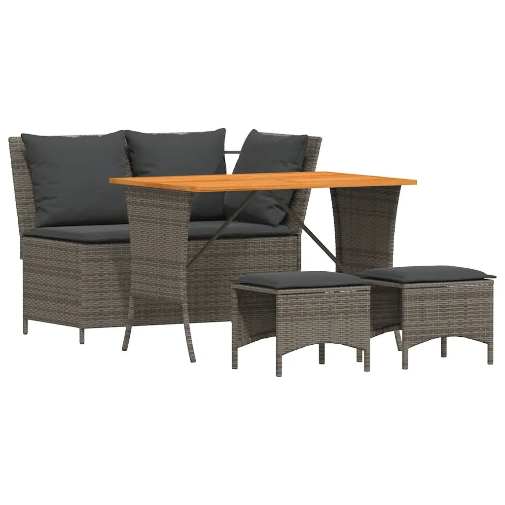 Set da Pranzo da Giardino 4 pz con Cuscini in Polyrattan Grigio 4104133