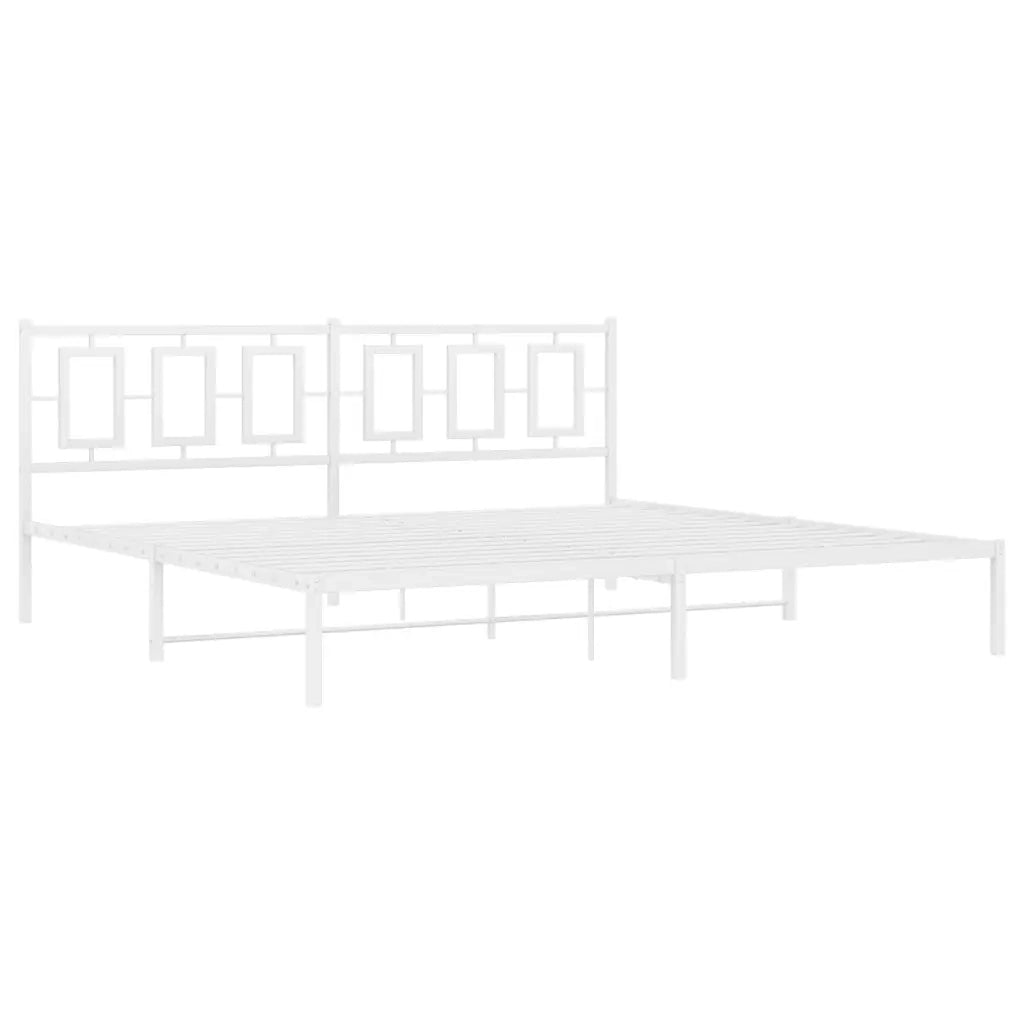 Giroletto con Testiera-Struttura Letto con testiera Metallo Bianco 200x200 cm 973242