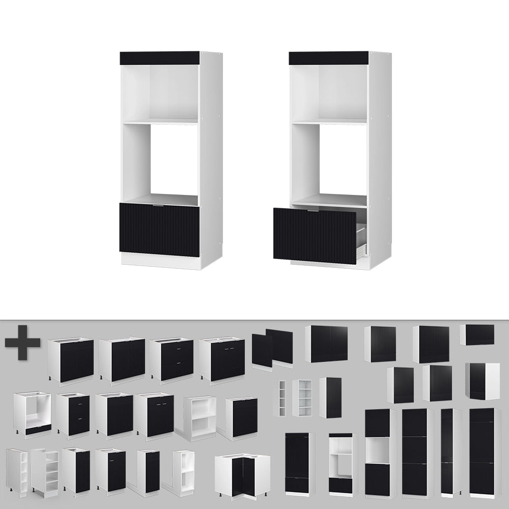 Vicco Set mobili bagno Nero a righe 60 cm aperto