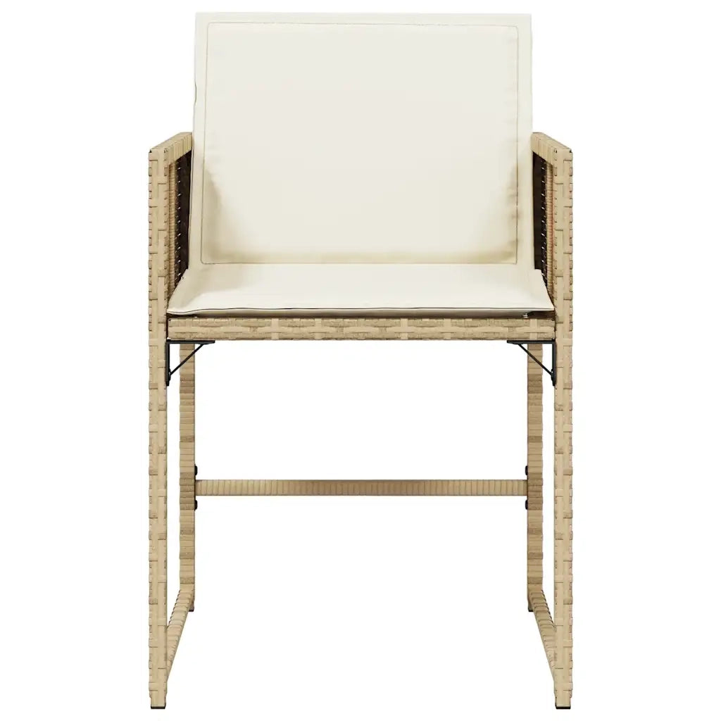 Sedie da Giardino con Cuscini 4 pz | Sedie da Esterno Beige in Polyrattan