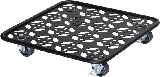 Carrello per piante EDITION NERA 30 x 30 x 5,5 cm I Carrello per fiori per uso interno ed esterno I Carrello per contenitore in acciaio con finitura taupe con limite I 2 interruzioni I Capacità di carico 60 kg