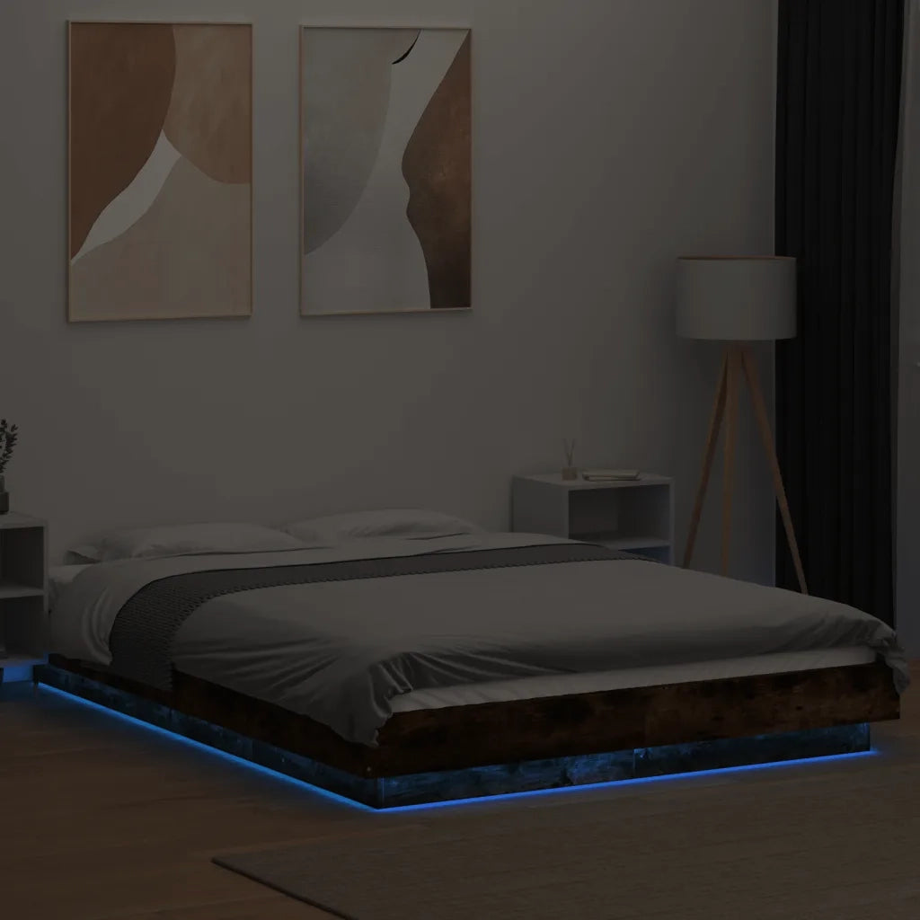Giroletto con Luci LED Rovere Fumo 120x190 cm Legno Multistrato 3281144