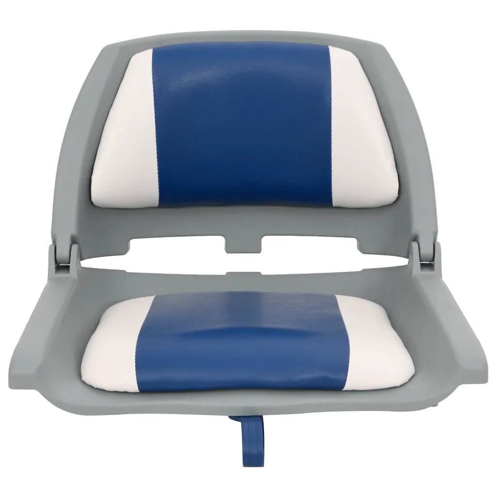 Set Sedile per Barca Pieghevole 2 pz con Cuscino Blu-Bianco CFW5548450