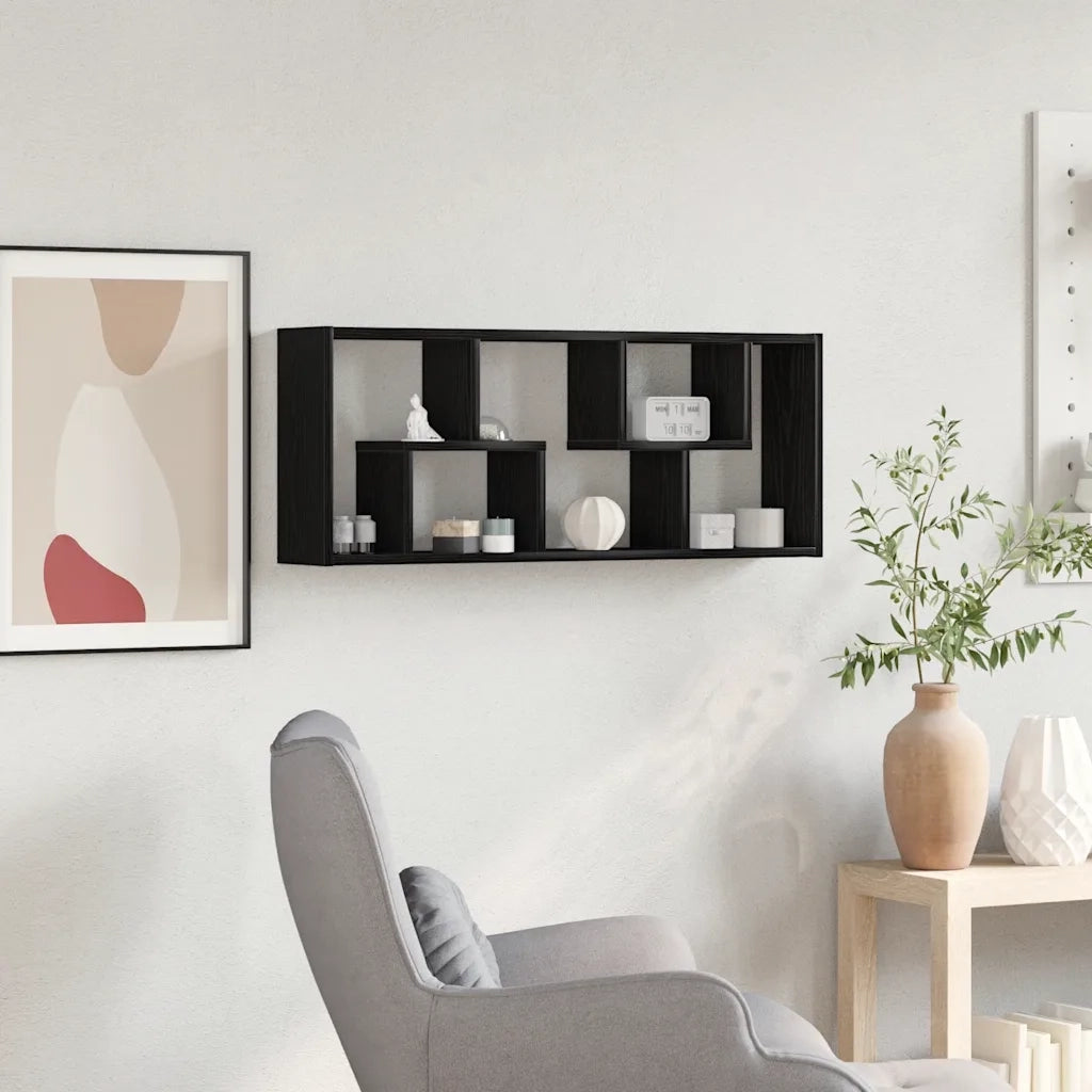vidaXL Mensola da parete in rovere nero 36x16x90 cm in legno composito