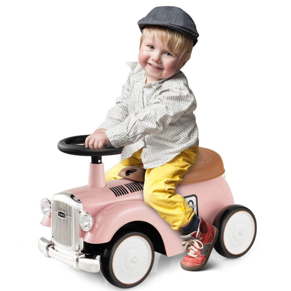Giocattolo a pedali retr¨° per bambini, Veicolo seduto in piedi con volante funzionante spazio di archiviazione Rosa-Macchinine giocattoli