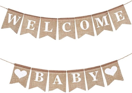 Banniere di Benvenuto per Bambini - Decorazioni per Festa di Benvenuto - Banniere per Rivelazione del Sesso - Banniere Adattabili - Materiale Sostenibile - Progetto Universale - Banniera di Festa