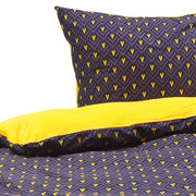 Set copripiumino e federa in misto cotone blu scuro e giallo 135 x 200 cm Camera da letto moderna
