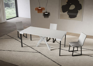 Consolle Allungabile 90-300x40x77 cm Saki Evolution Bianco Frassino Gambe Bianche