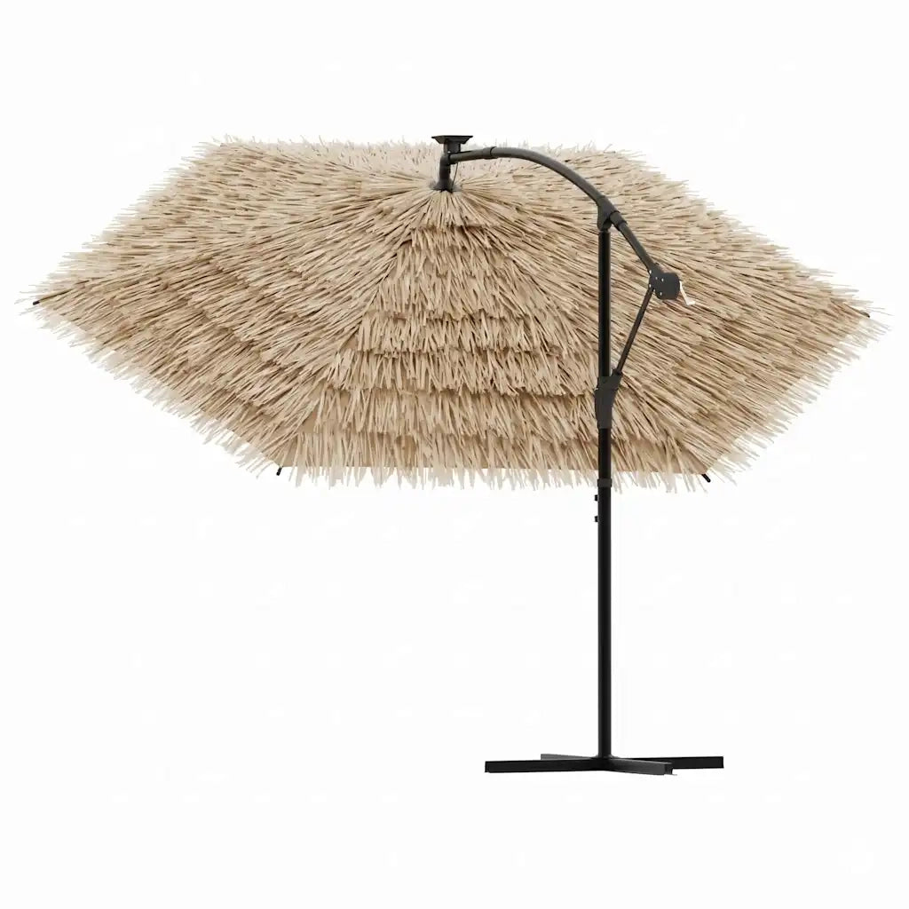 Ombrello | Parasolne Giardino LED e Palo in Acciaio Marrone 246x246x230cm