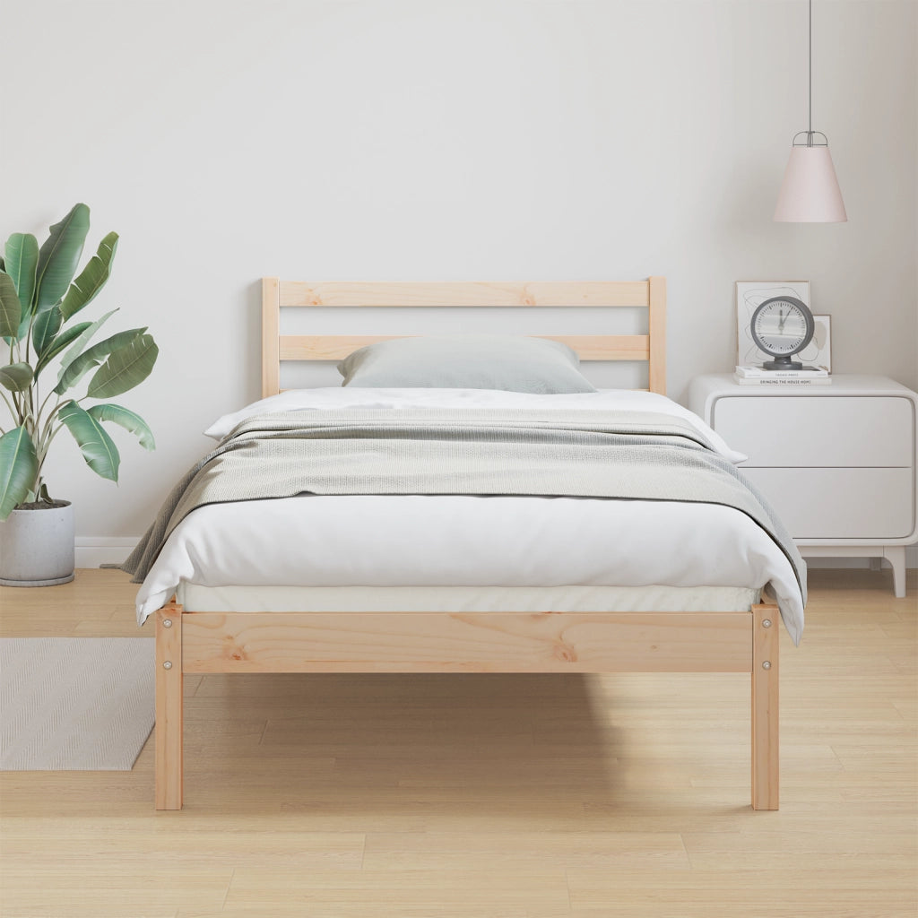 Struttura letto  con testiera 80x220 cm in legno massello di pino