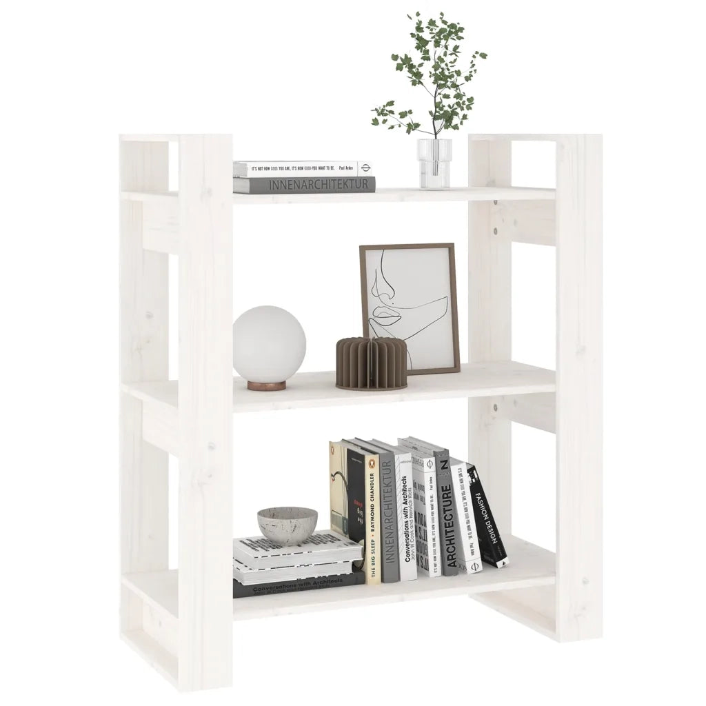 Libreria/Divisorio Bianco 80x35x91 cm in Legno Massello di Pino