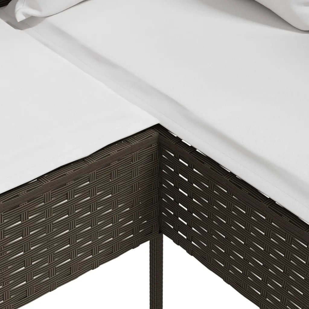 Divano a Forma di L con Cuscini in Polyrattan Marrone cod mxl 71040