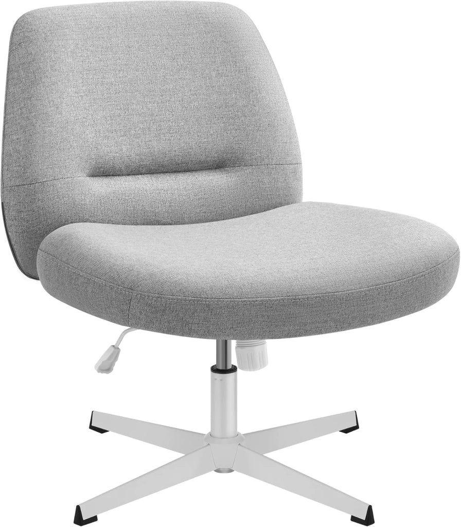 SONGMICS HOME Sedia da Ufficio, Sedia da Studio Girevole, Stile Contemporaneo con Base a Stella, Seduta Ampia e Confortevole, Altezza Regolabile, Tessuto Cotone-lino, Grigio Tortora OBG047G01