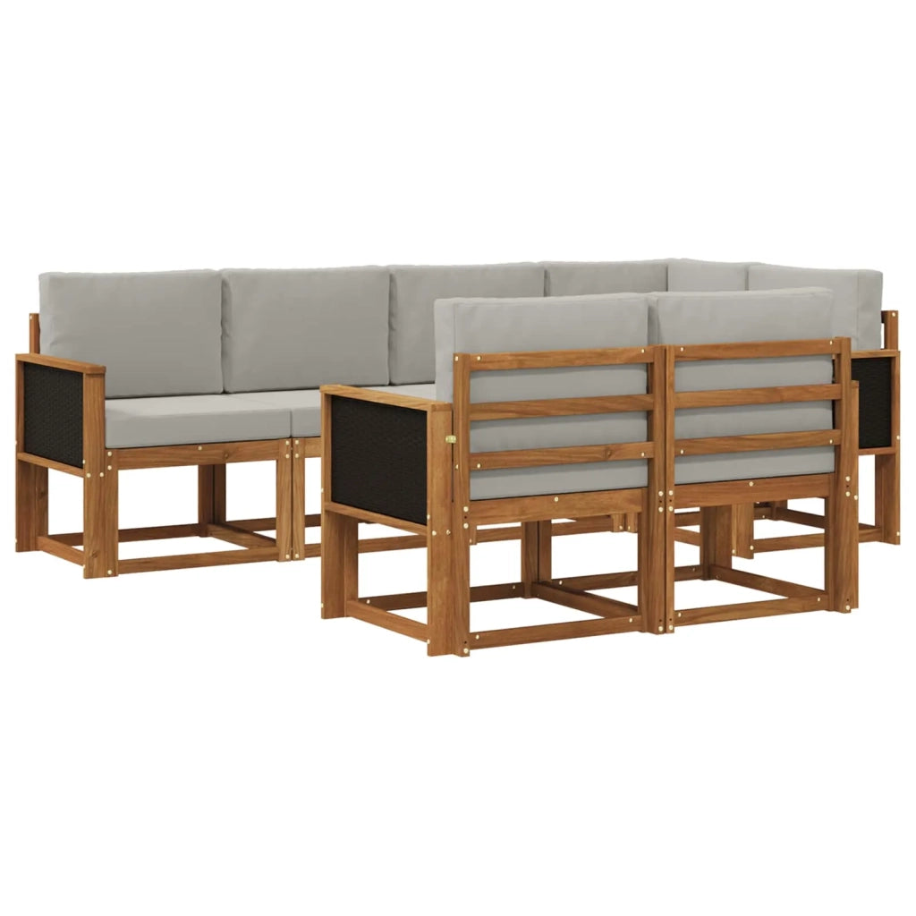 Set di divani da esterno 7 pcs Naturale e Grigio Chiaro 3385282