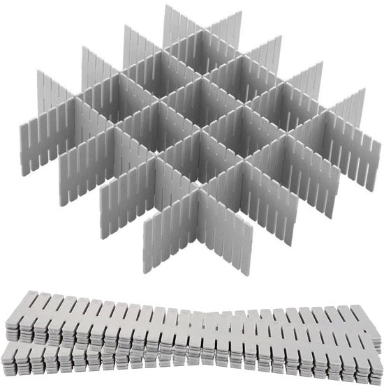 12 pacchi di distributore di carico regolabile, organizzatore in plastica, distributore di carico per intimo, calze, cosmetici, camera da letto, ufficio, 32,4 x 7 cm, grigio