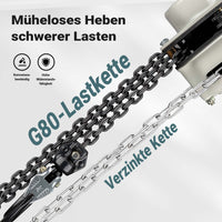 Paranco a catena manuale V21-1, capacità di carico 1 t, altezza di sollevamento 3 m, leggero e compatto, per impieghi gravosi