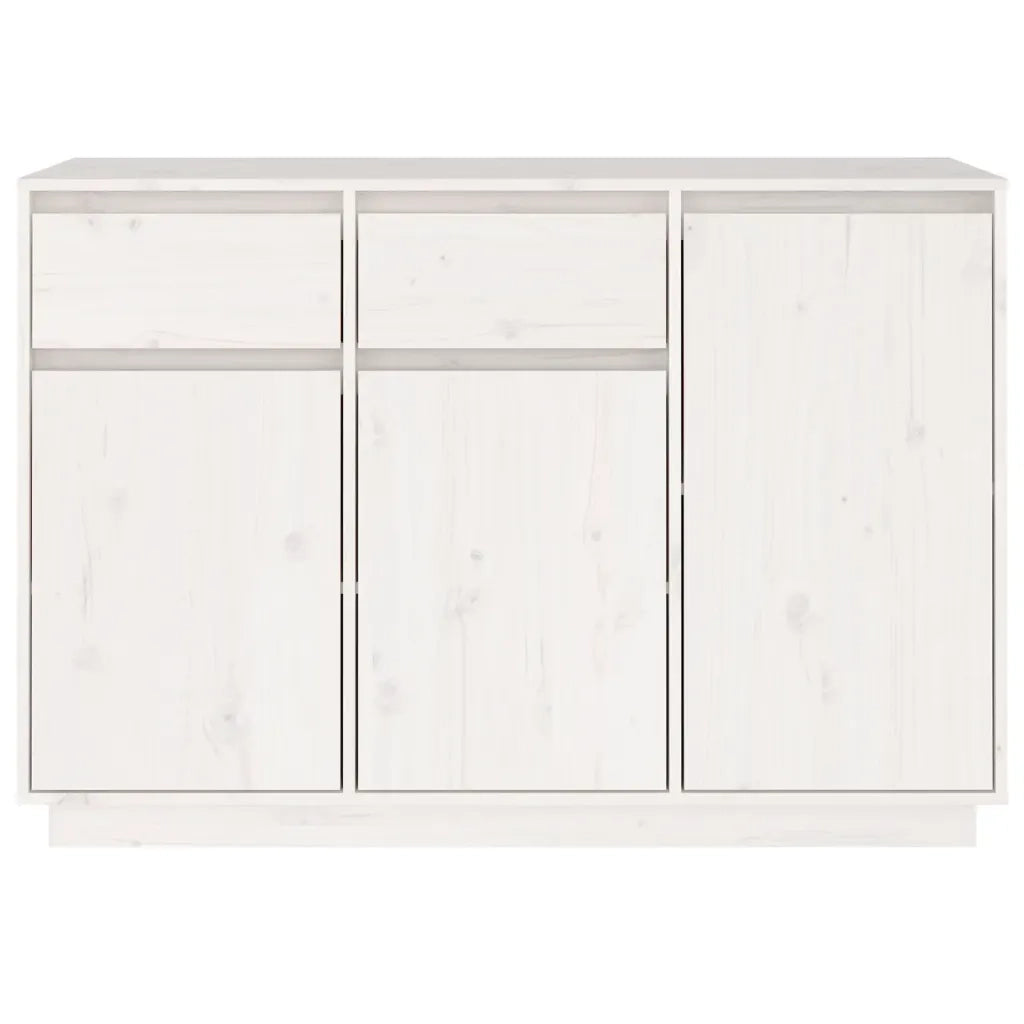 Credenza Bianca 110x34x75 cm in Legno Massello di Pino