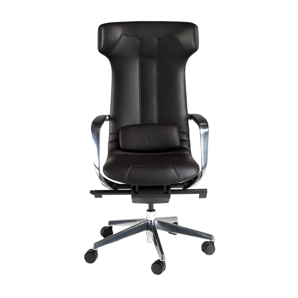 Sedia girevole da ufficio in similpelle nera