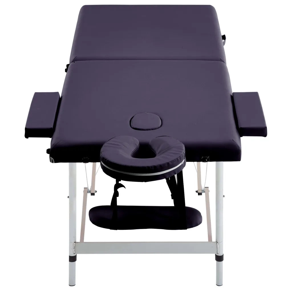 Lettino da Massaggio a 2 Sezioni in Alluminio Viola 110195