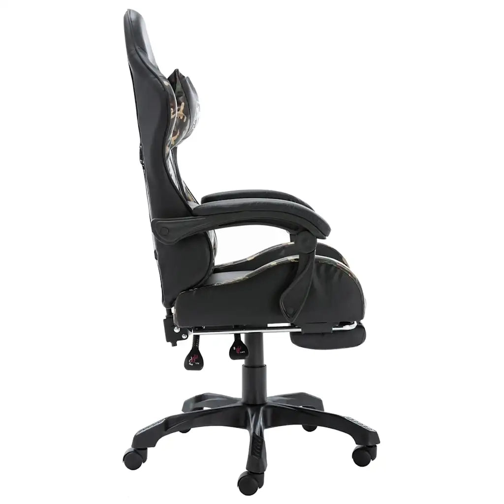 Sedia da Gaming con Poggiapiedi Nera e Mimetica in Similpelle 320096