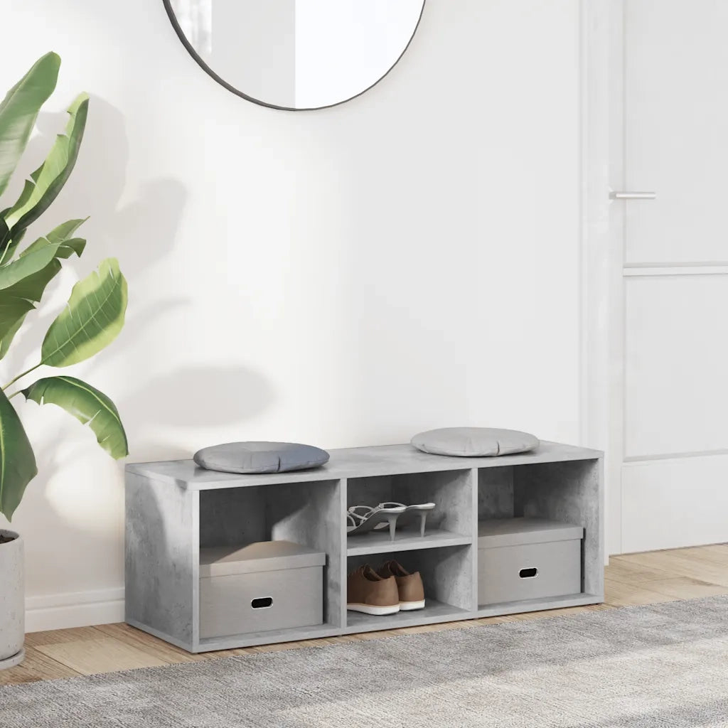 Panca Porta Scarpe Grigio Cemento 105x35x35cm Legno Multistrato 804467