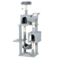 Albero Tiragraffi 55x49x177 cm con 2 Casette Grigio e Bianco