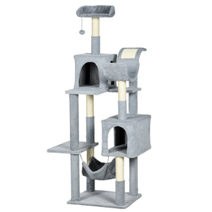 Albero Tiragraffi 55x49x177 cm con 2 Casette Grigio e Bianco