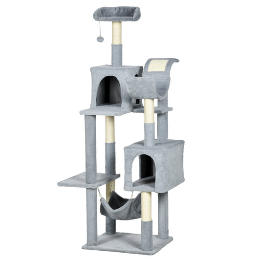 Albero Tiragraffi 55x49x177 cm con 2 Casette Grigio e Bianco