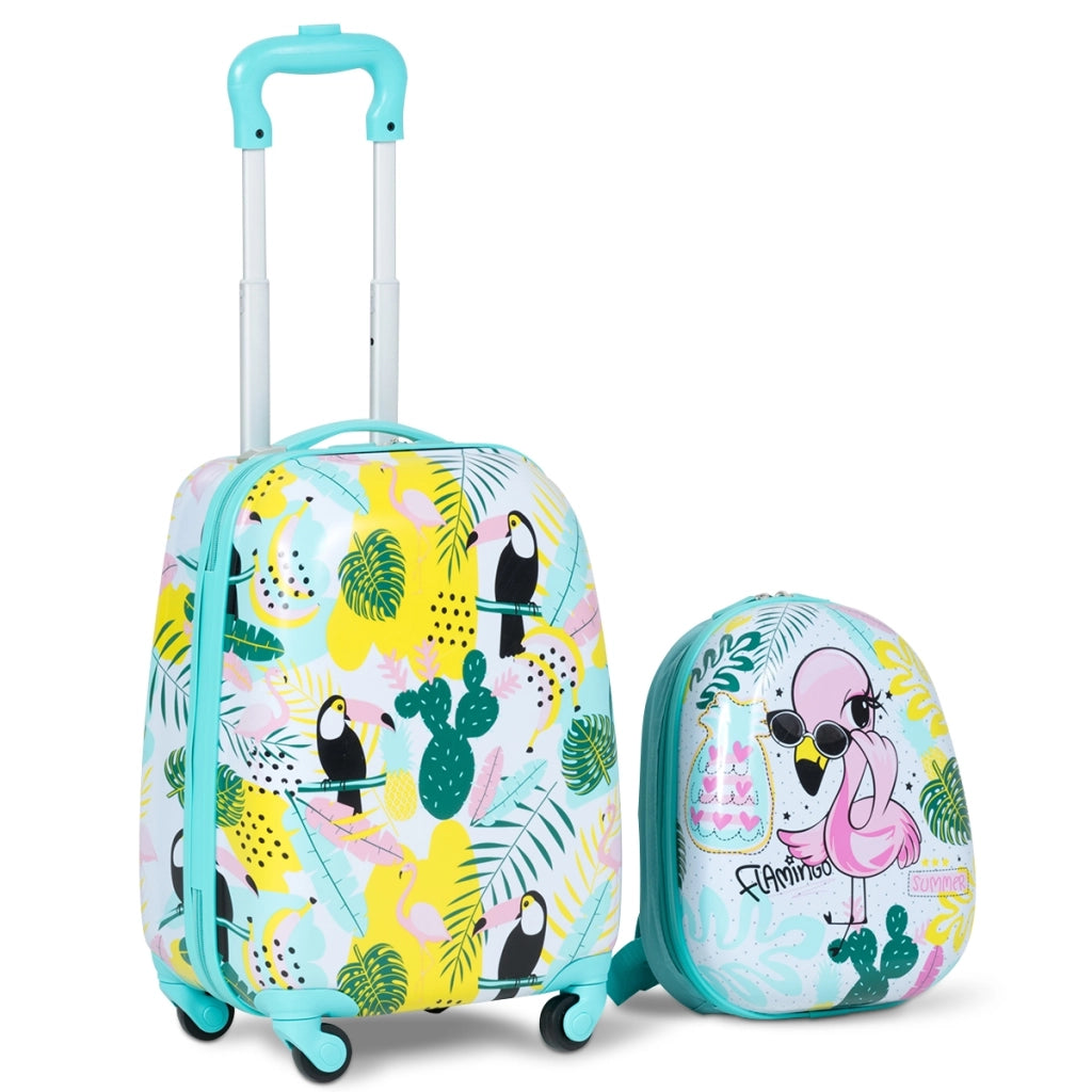 2 in 1 Valigetta bimbo di viaggio Bagaglio carino con ruote+zaino Blu chiaro-Bagagli e borse