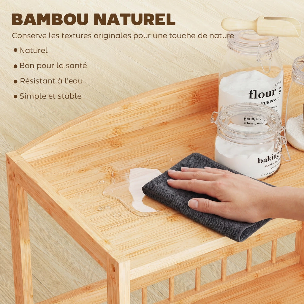 Tavolino a rotelle in bamb¨´ ¨C zephmum ¨C 53x30,5x83cm