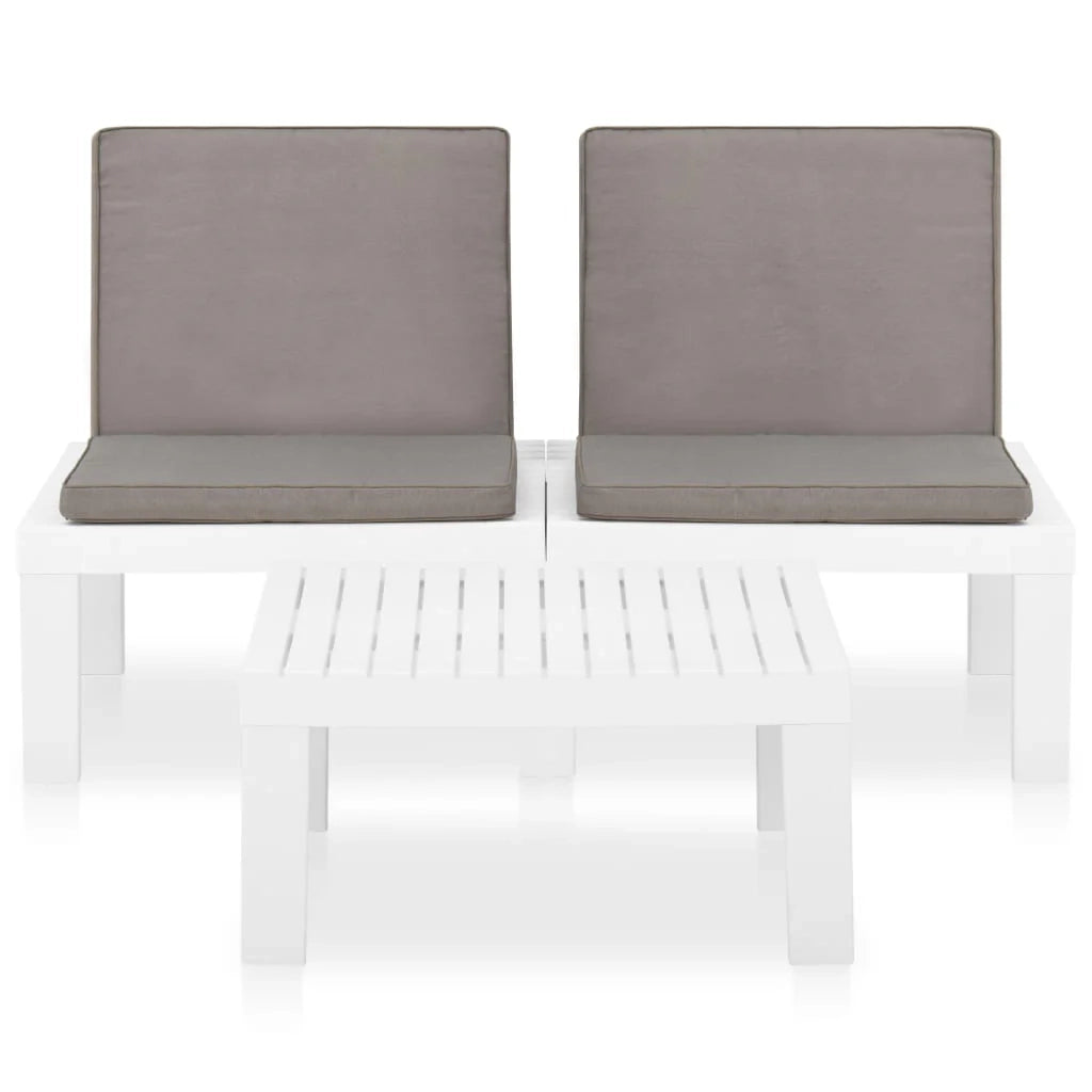 Set di mobili da giardino mobili da esterno 2 pezzi con cuscini in plastica bianca 02_0015899