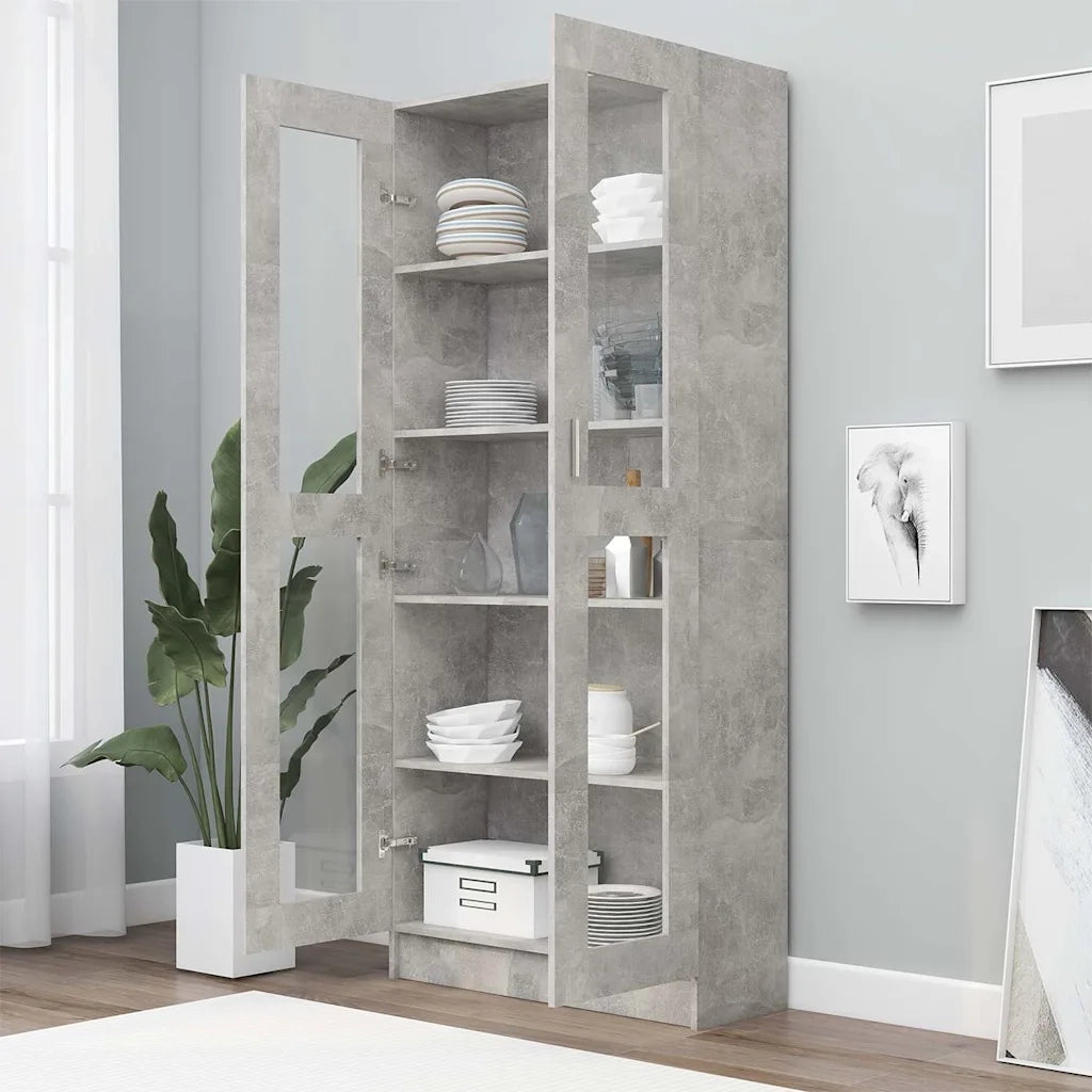 Armadietto Vetrina Grigio Cemento 82,5x30,5x185,5cm Multistrato CFW7592182