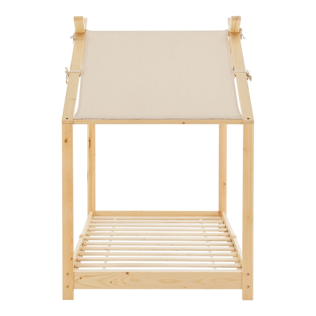 Letto Singolo Brome per Cameretta a Forma di Casetta Zona di Riposo 90x200 cm Legno Naturale [en.casa]