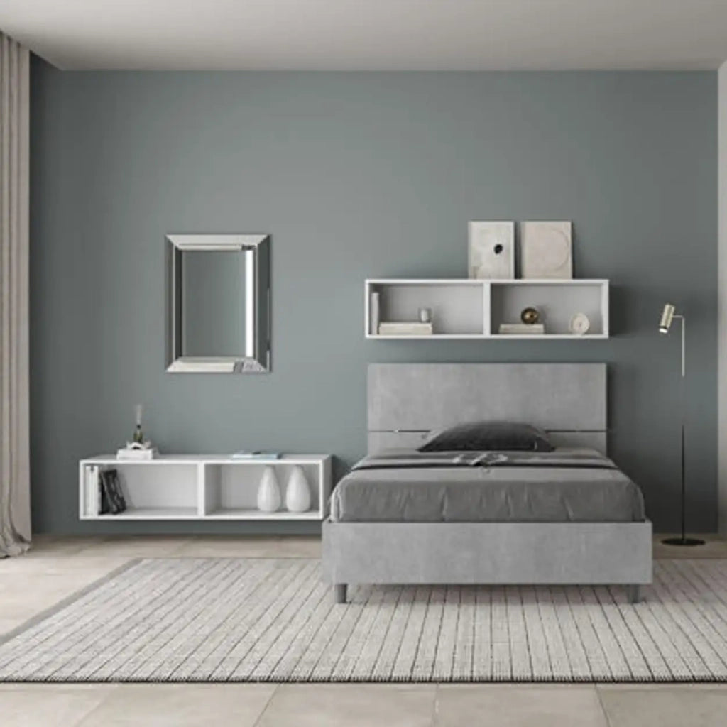 Letto una piazza e mezza senza rete 120x190 testata inclinata cemento Demas