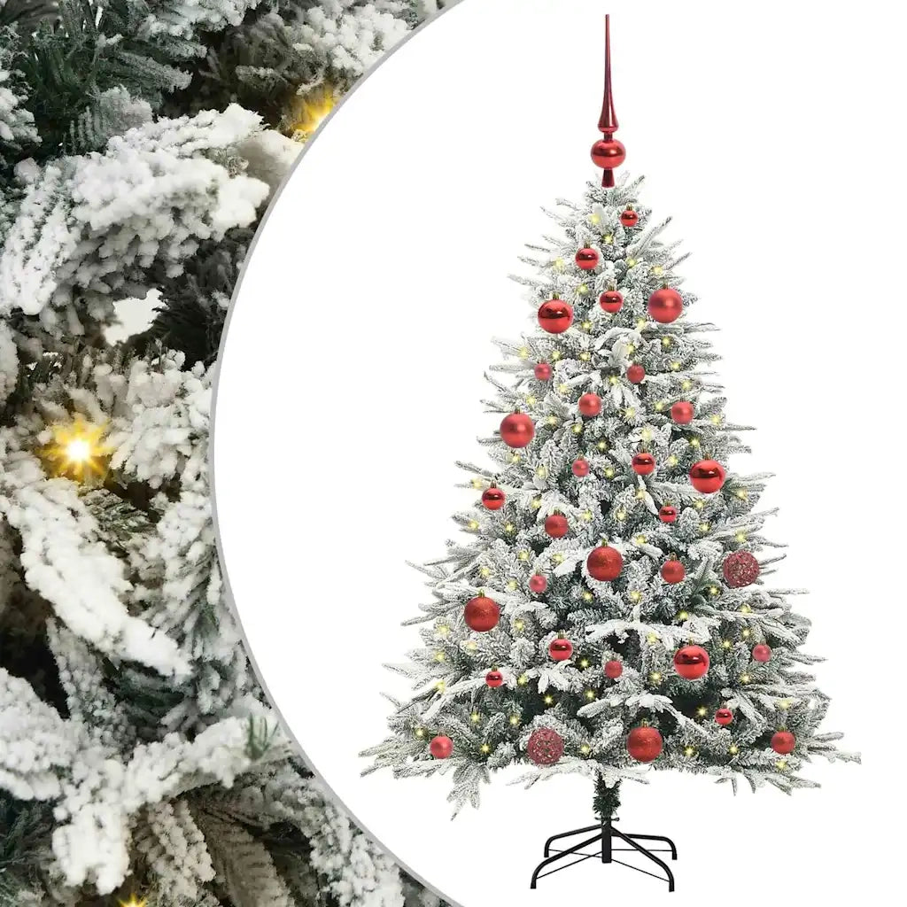 Albero di Natale Artificiale Pre-illuminato con Set di Palline