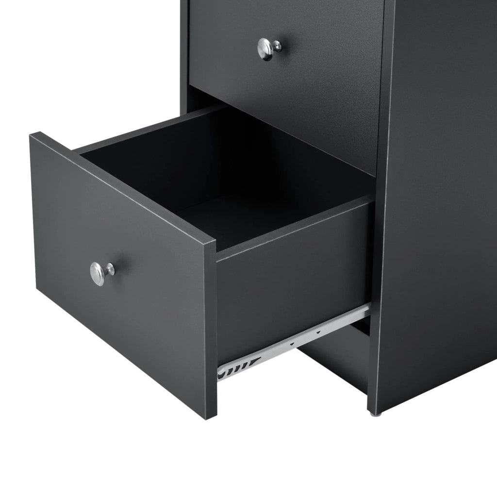 Scrivania/postazione computer con 3 cassetti 120 cm grigio scuro e legno 03_0004712