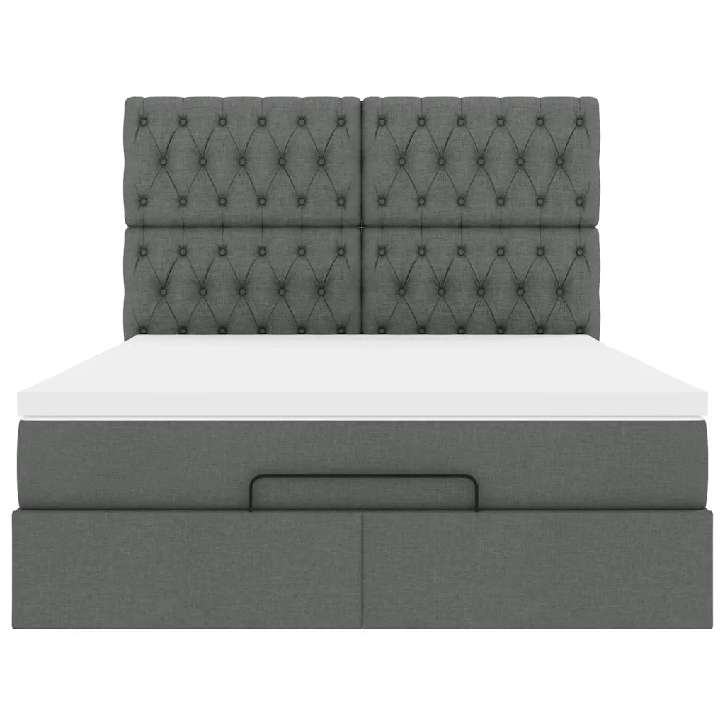 Struttura Letto Pouf con Materasso 140x190 cm in Tessuto