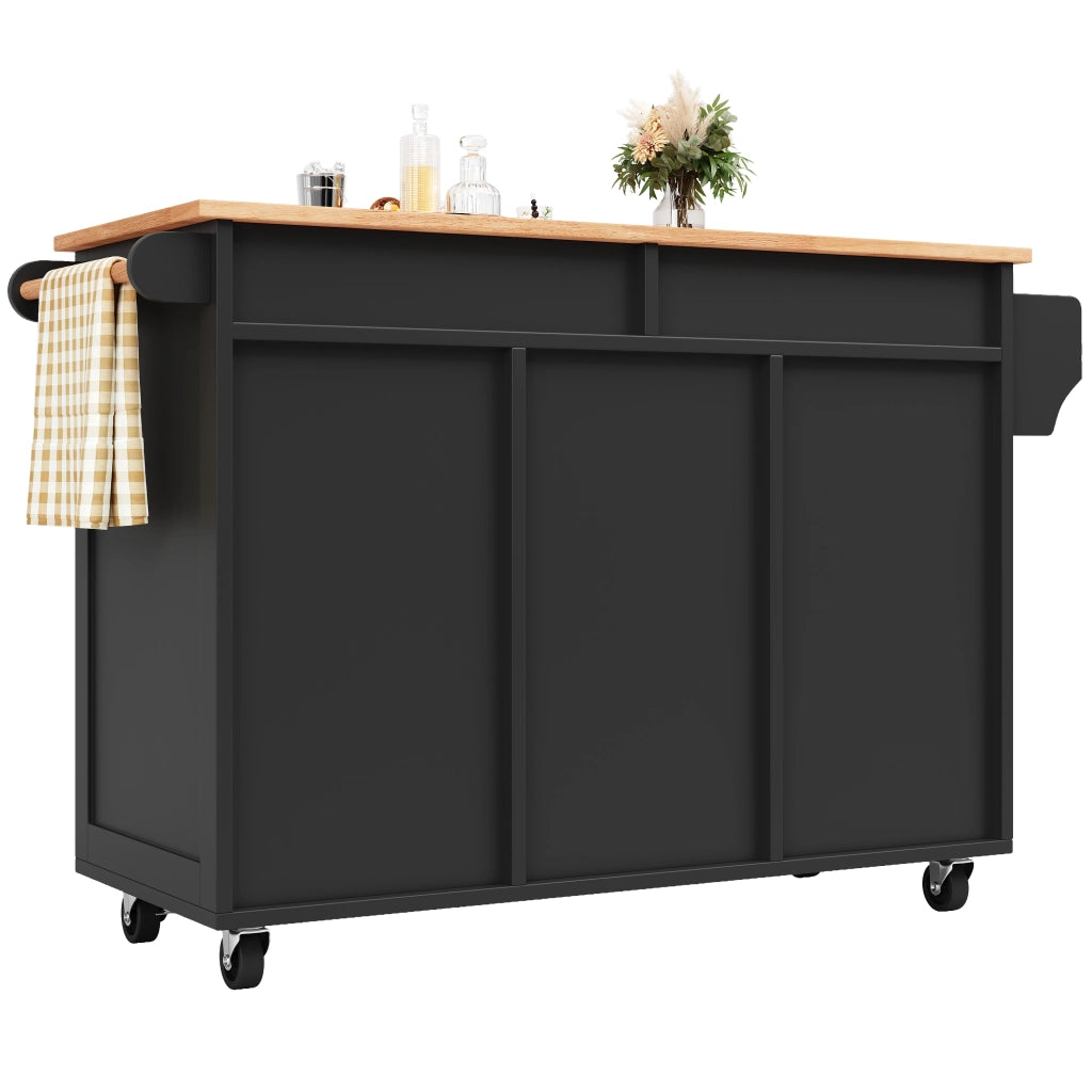 Carrello da Cucina con Portabottiglie; Ripiani Regolabili e Ruote con Freno; in MDF e Metallo; 102x45x92 cm; Nero