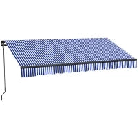 Tendalino Protezione Solare Tendalino da Terrazza, incluso Manovella, resistente alle intemperie, 247 cm x 295 cm, Blu + Bianco