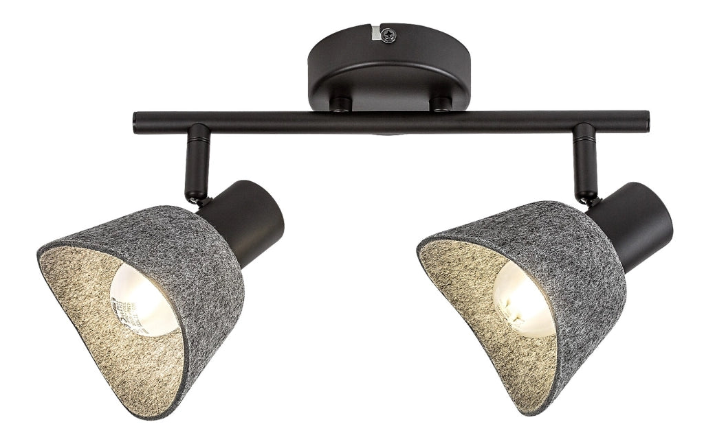 Plafoniera Rabalux Farelia 2xE14 orientabili feltro grigio nera