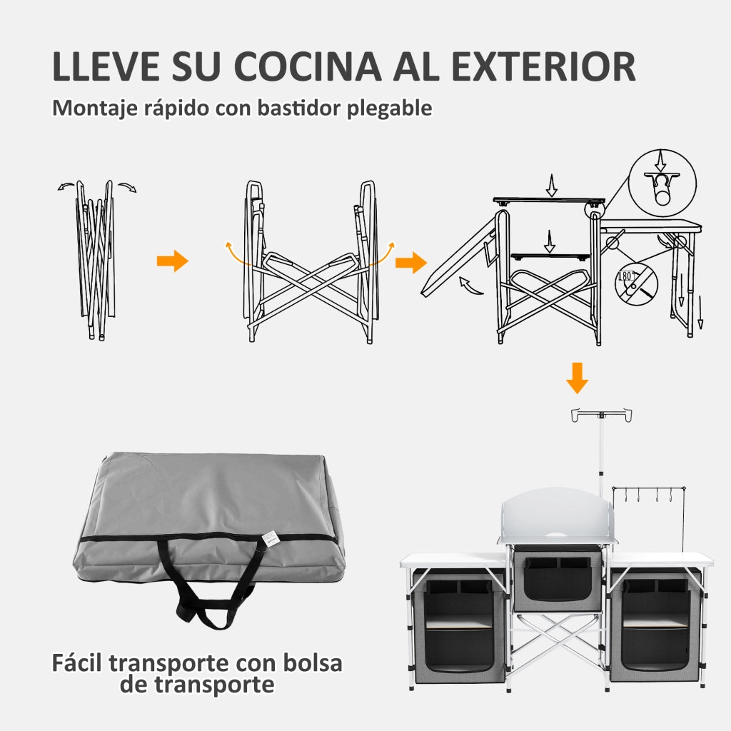 Tavolo da Cucina Pieghevole ¨C zephmum ¨C Grigio 172x48x130 cm