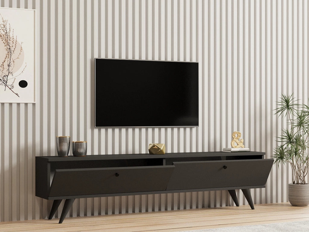 Mobile TV in legno "Parlak" - 160 x 25 x 40 cm - Grigio antracite