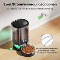 Fudajo Mangiatoia e abbeveratoio automatico per cani e gatti, distributore automatico di cibo da 3 litri e abbeveratoio da 2,5 litri, controllo mangime via app, colore nero