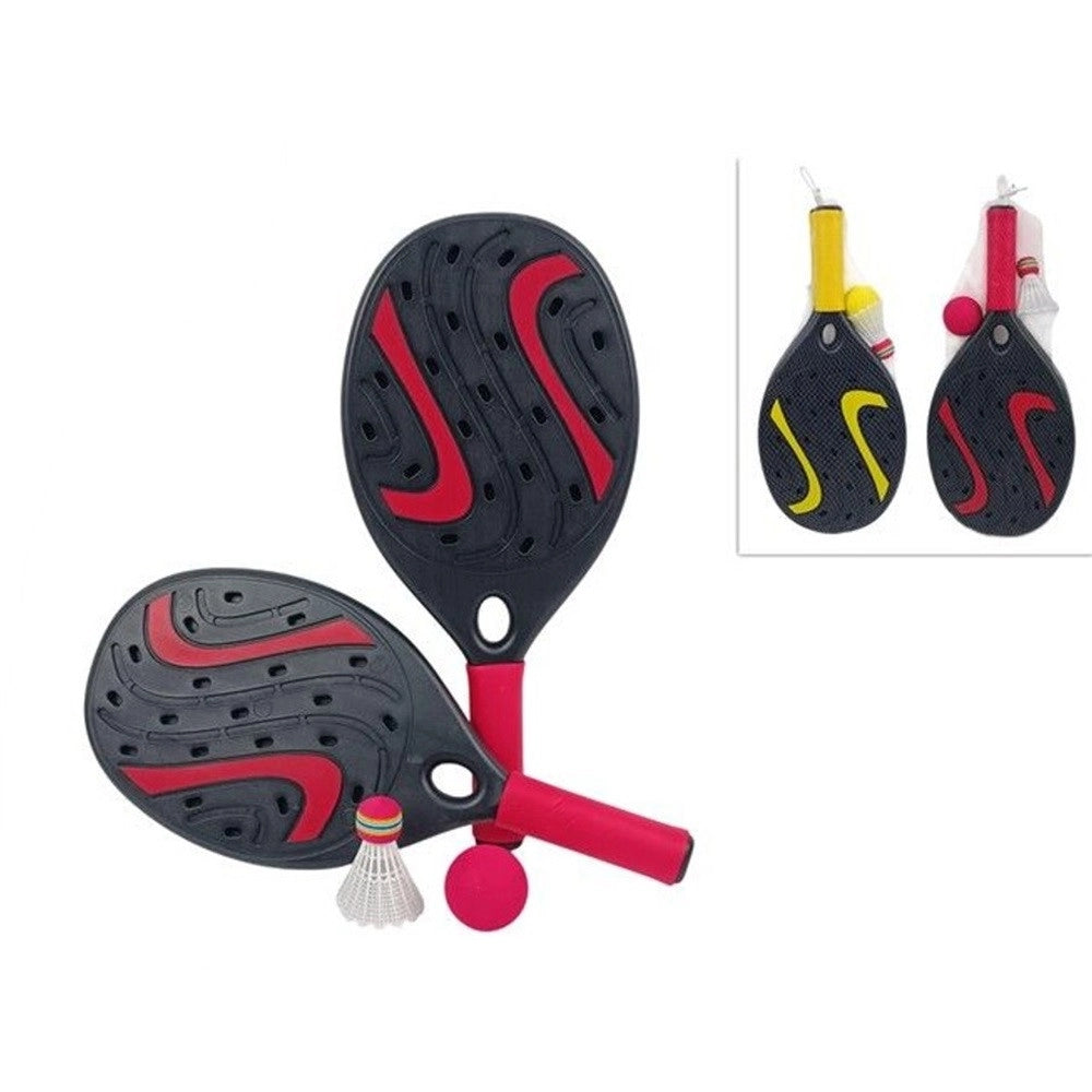 Trade Shop - Set Di 2 Racchette Padel Con Pallina Volano Per Beach Tennis Badminton 2 Colori 674239a -