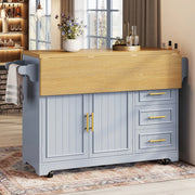 Isola da cucina 120x40(80)x95 cm con piani estensibili in MDF blu