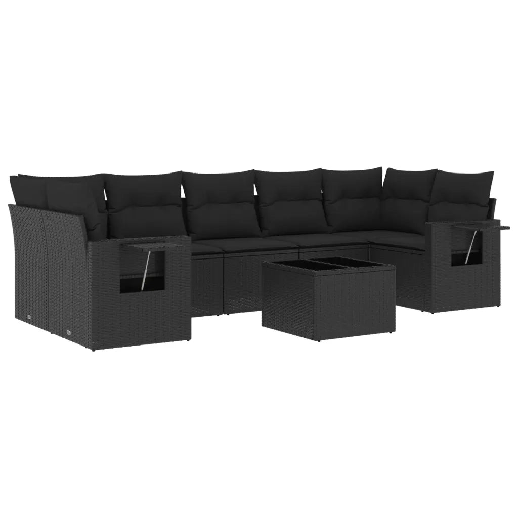 Set Divani da Giardino con Cuscini 8 pz Nero in Polyrattan 3252272