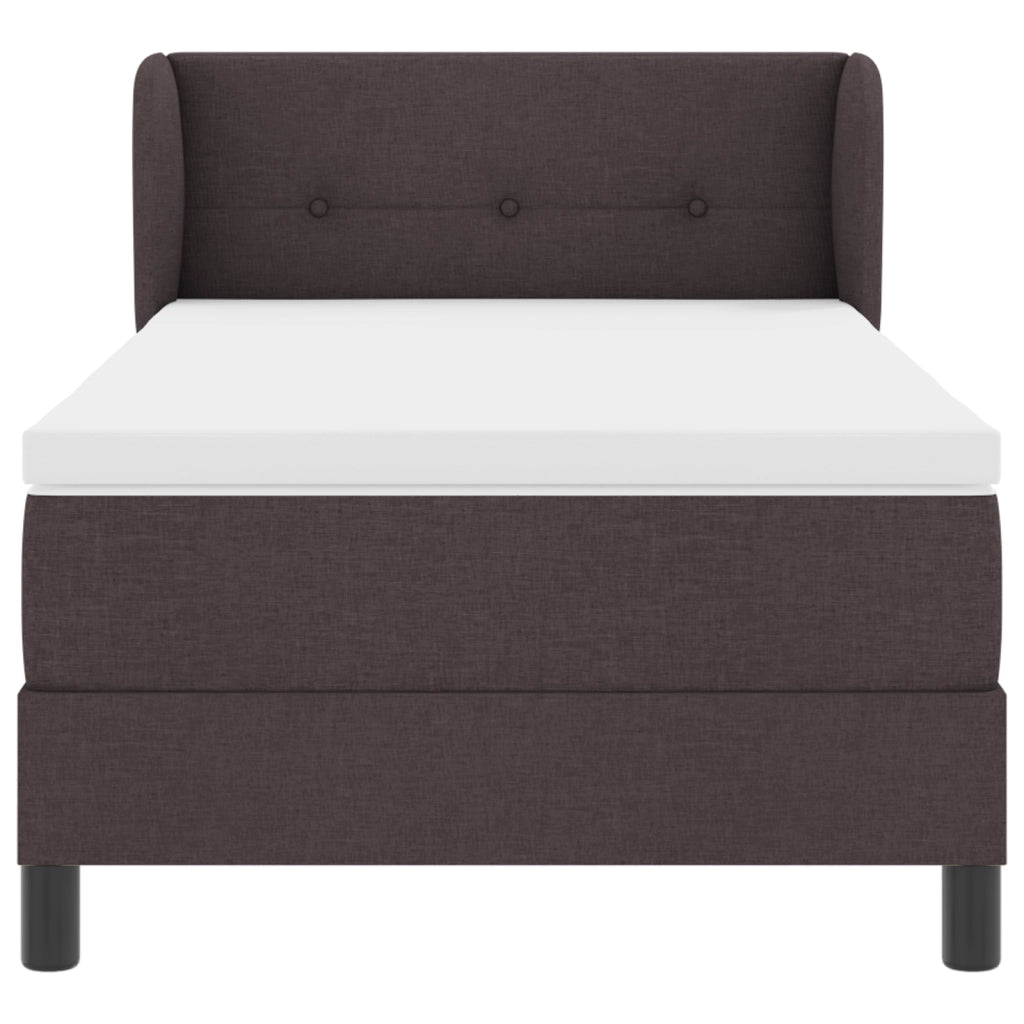 Letto Box Spring con Materasso - Marrone Scuro - 90x200 cm - Tessuto