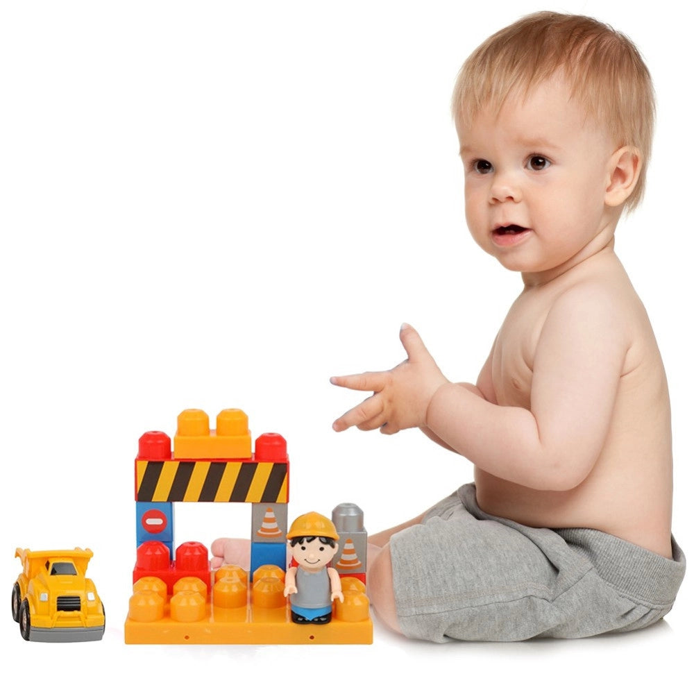 Trade Shop - Costruzioni Giocattolo Per Bambini Cantiere 12pz Con Personaggio E Accessori -